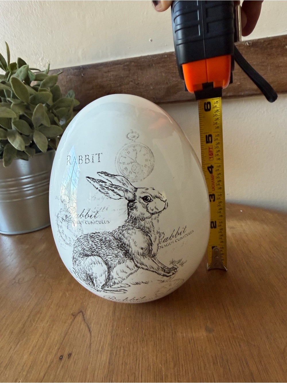 White Rabbit Decorative Accent ceramic egg - Picture 6 of 16